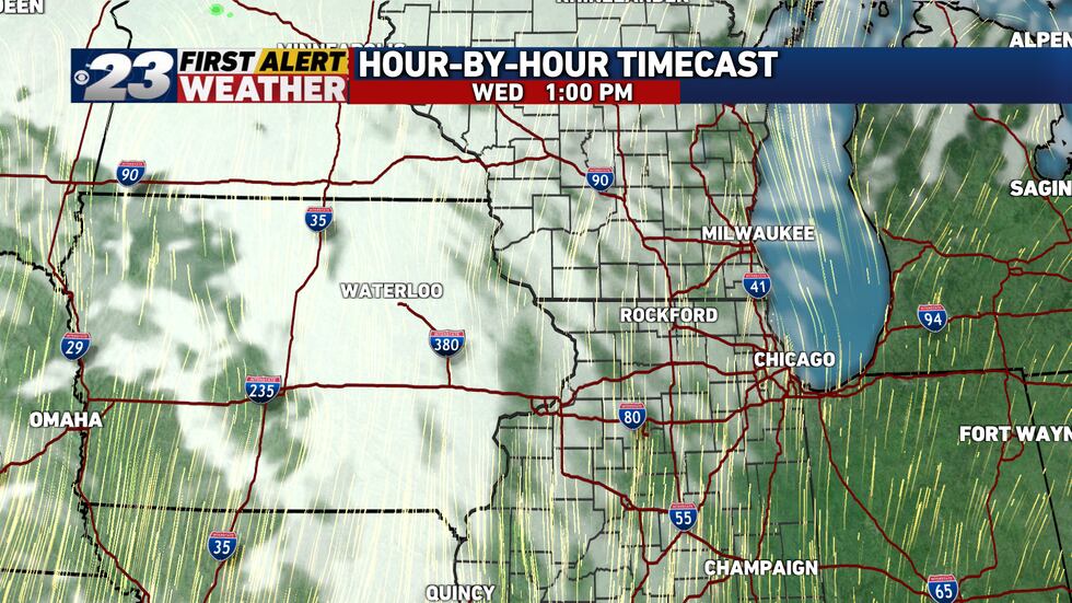 Cloudiness will begin to overspread the area by Wednesday afternoon.