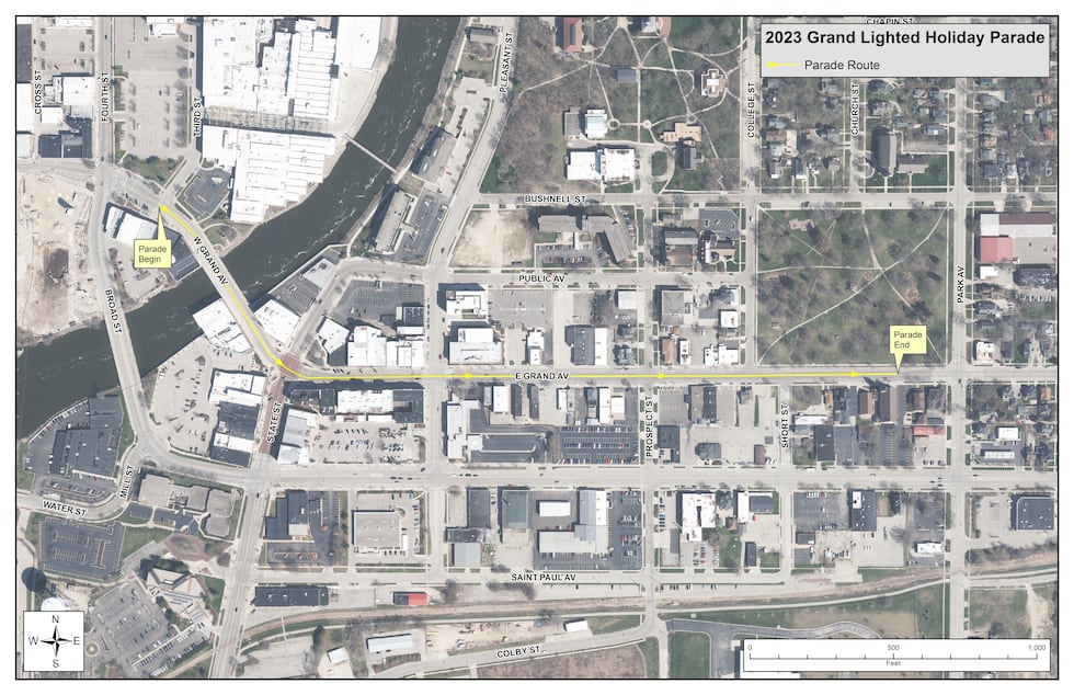 Map of Grand Lighted Holiday Parade route