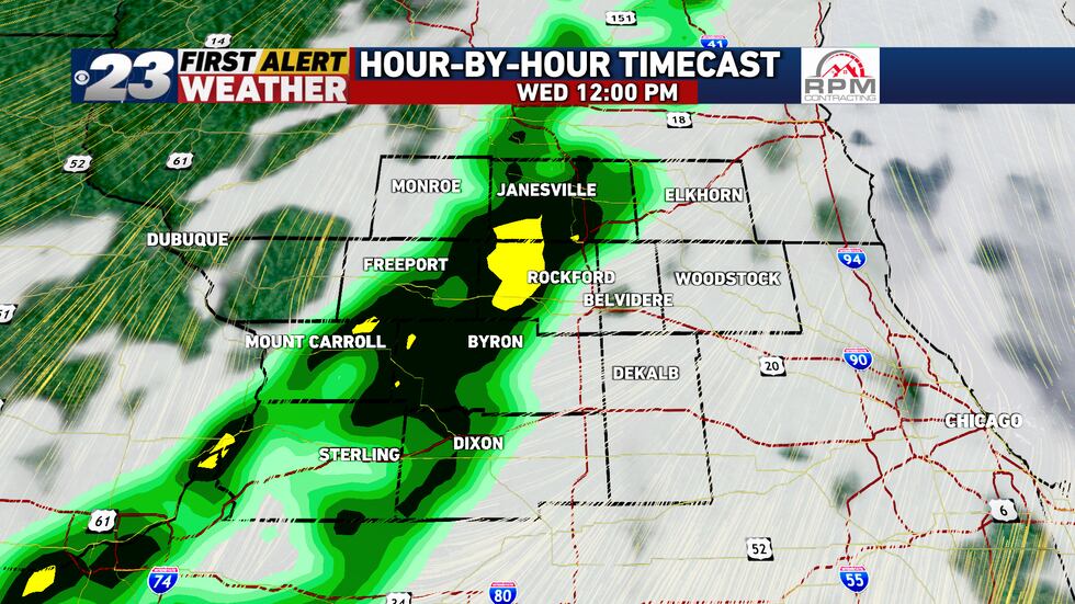 Showers and a few thunderstorms are possible Wednesday.