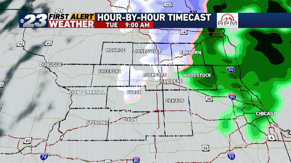 Precipitation should end rather quickly Tuesday morning.