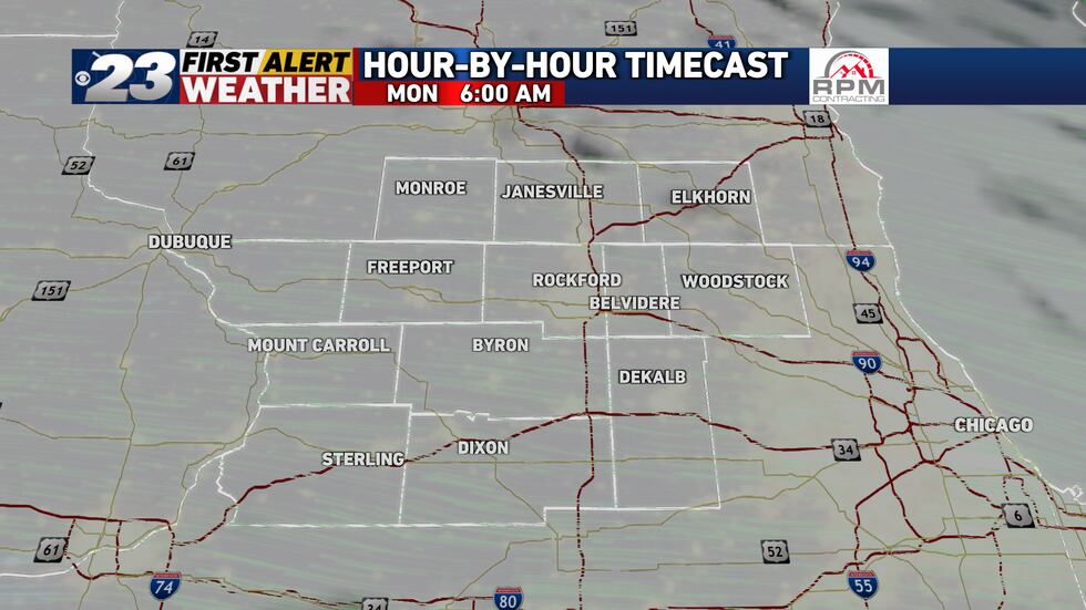 Thick cloud cover is likely early Monday morning.
