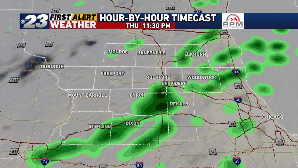 Thursday night a cold front makes it's way into the stateline bringing rain chances with it