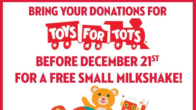 Free milkshake for toy donors