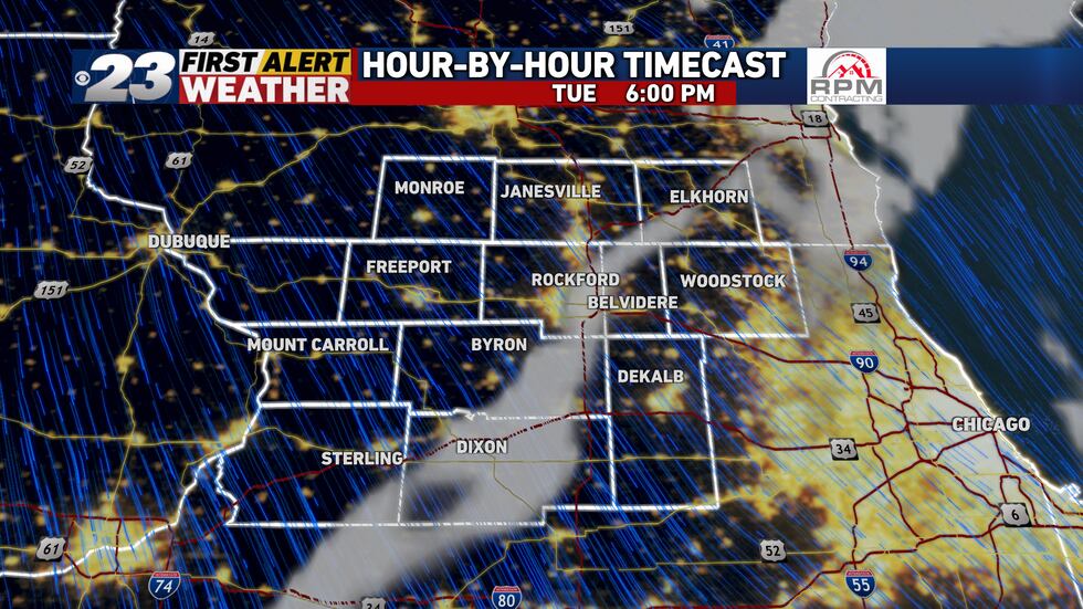 Clearing will continue Tuesday afternoon into Tuesday evening.