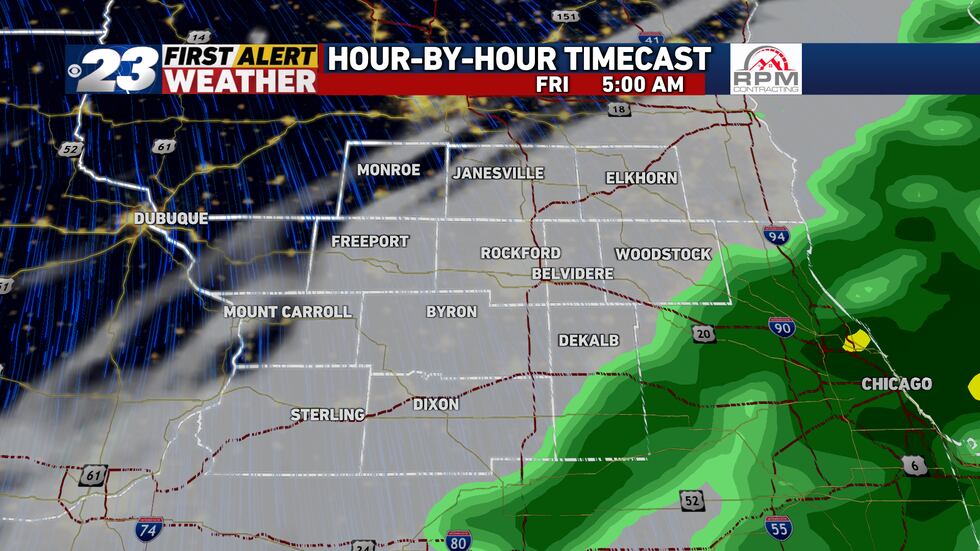 Showers should be on their way out as we approach dawn Friday.