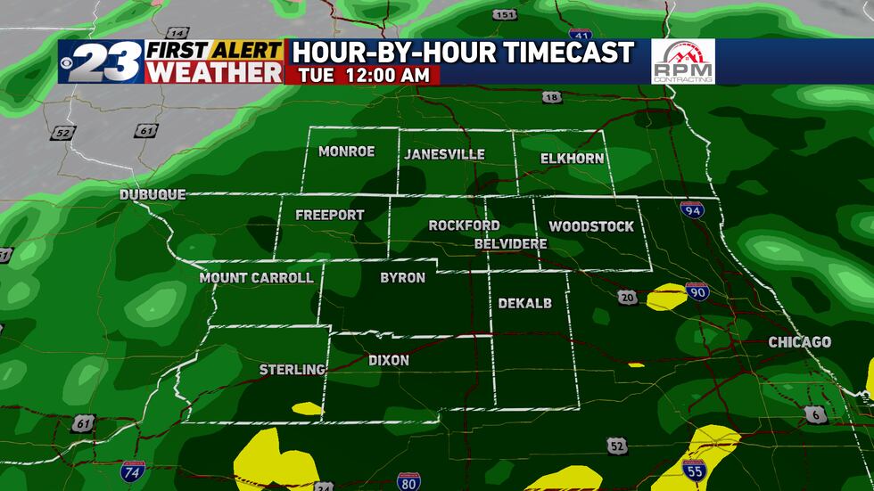 Rain's to become likely Monday evening, and will continue for most of the night and early...
