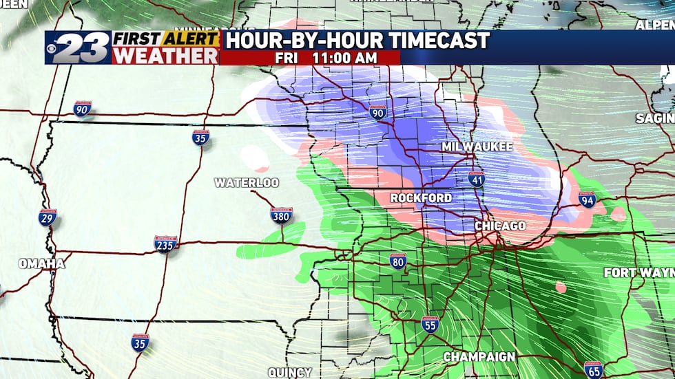 Snow is to continue over much of southern Wisconsin late Friday morning, perhaps blending with...