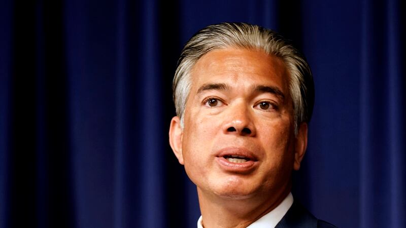 FILE – California Attorney General Rob Bonta speaks at a news conference in Sacramento,...
