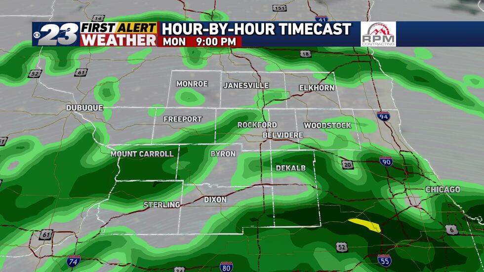 Rain's to become likely Monday evening, and will continue for most of the night and early...