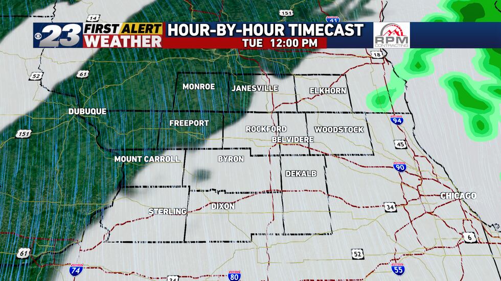 Sunshine may begin to peek out by midday Tuesday.